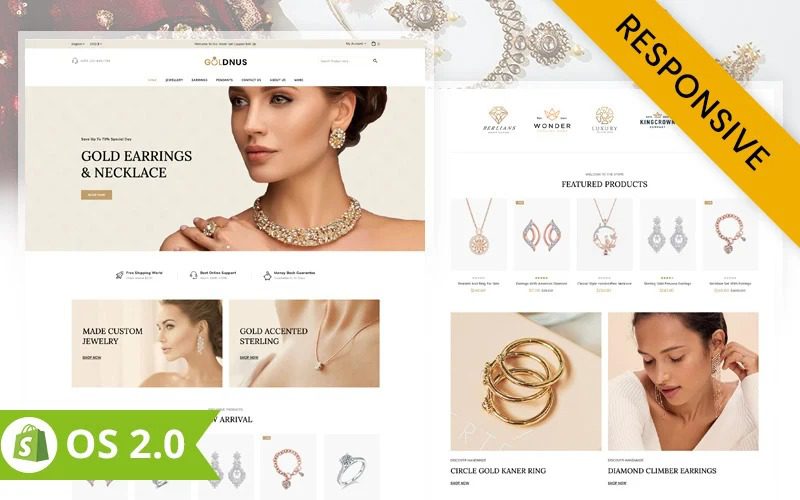 Goldnus Nulled Jewellery Store Shopify 2.0 主题 Shopify 主题免费下载