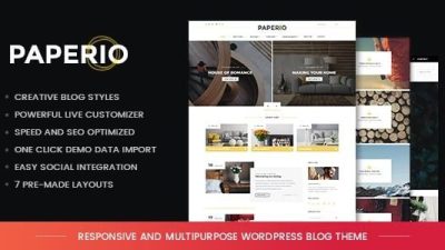 Paperio v2.0 Responsive And Multipurpose WordPress Blog Theme