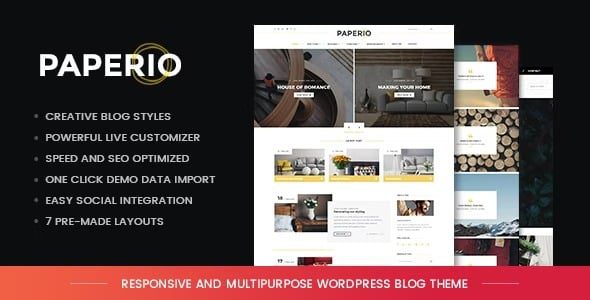 Paperio v2.0 Responsive And Multipurpose WordPress Blog Theme