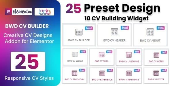 BWD CV Builder for Elementor v1.0