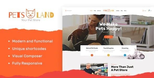 Pets Land Home Animals Shop & Veterinary WordPress ThemeDownload