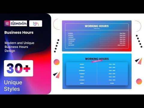 BWD Business Hours addon for elementor v1.0