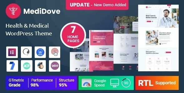 MediDove Nulled Health & Medical WordPress 主题 + RTL 免费下载
