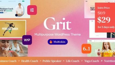 Grit v.1.0.1 Coaching & Online Courses Multiskin WordPress Theme