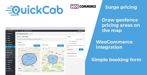 QuickCab v.1.2.7 WooCommerce Taxi Booking Plugin