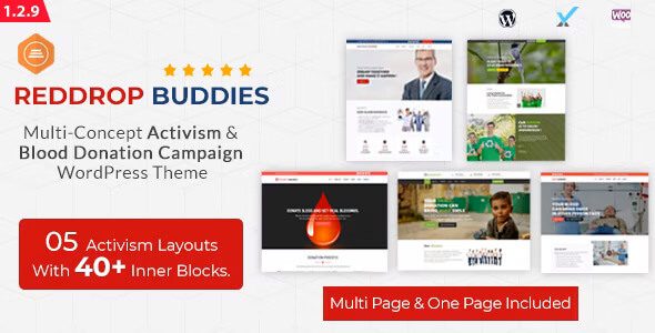 Reddrop Buddies v1.3.0 – Multi-Concept Activism & Blood Donation Campaign WordPress Theme