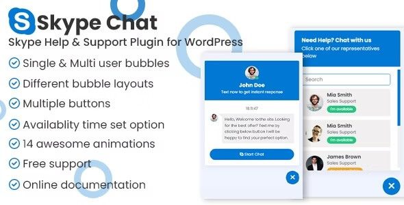 Skype Chat Support Pro WordPress Plugin v.1.0
