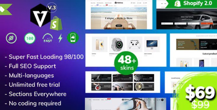 Vodoma Nulled Fastest Multipurpose Shopify Theme Free Download
