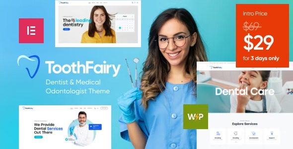 Tooth Fairy Nulled Dentist & Medical Odontologist WordPress Theme Free Download