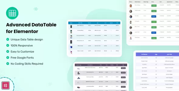 Datalentor v1.0 – Advanced DataTable for Elementor