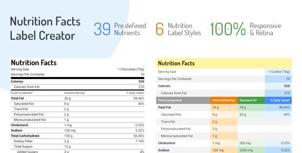 Nutrition Facts Label Creator Nulled Free Download