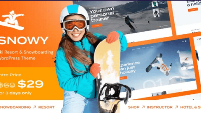 Snowy Nulled Ski Resort & Snowboarding WordPress Theme Free Download