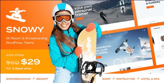 Snowy Nulled Ski Resort & Snowboarding WordPress Theme Free Download