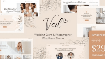Veil Nulled Wedding Event & Photographer WordPress Theme Free Download