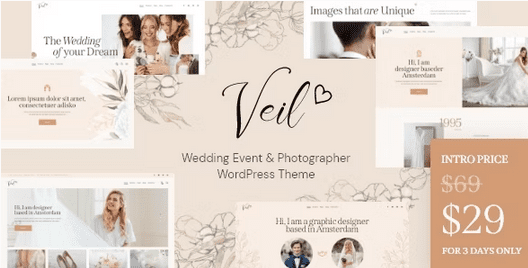Veil Nulled Wedding Event & Photographer WordPress Theme Free Download