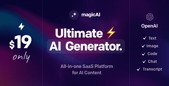 MagicAI v2.0 – OpenAI Content, Text, Image, Chat, Code Generator as SaaS