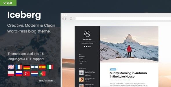 Iceberg Nulled Simple & Minimal Personal Content-focused Wordpress Blog Theme Free Download