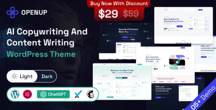 Openup AI Content Writer & AI Application WordPress Theme Free Download