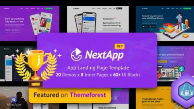 Nextapp Nulled App Landing Page WordPress Theme for Mobile Application Software Design & Development Site Free Download