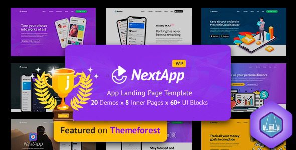 Nextapp Nulled App Landing Page WordPress Theme for Mobile Application Software Design & Development Site Free Download