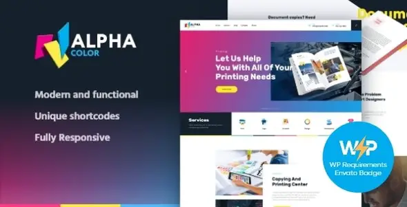 AlphaColor (v1.4.7 Activated) Type Design Agency & 3D Printing Services WordPress Theme + Elementor