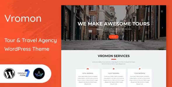 Vromon Nulled Tour & Travel Agency WordPress Theme Free Download
