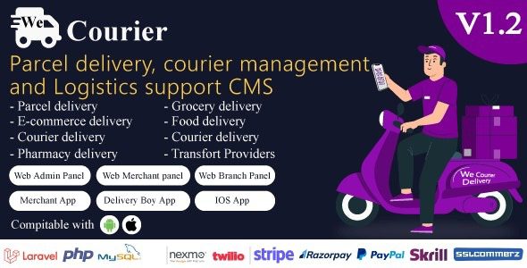 We Courier v1.2.0 Courier and logistics management CMS with Merchant,Delivery app