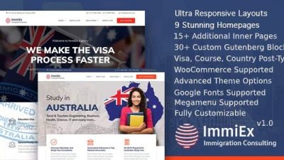 ImmiEx Immigration law, Visa services support, Migration Agent Consulting WordPress Business Theme Free Download