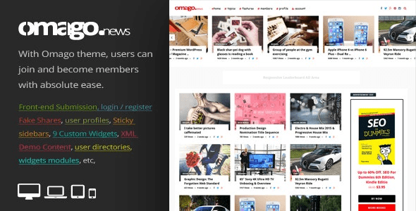 Omago News v3.0 User Profile Membership & Content Sharing Theme