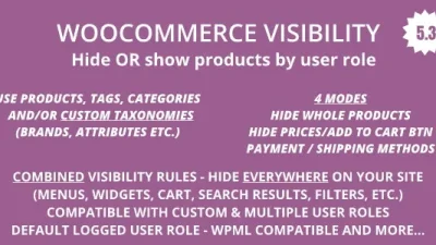 WooCommerce Hide Products, Categories, Prices, Payment and Shipping by User Role v5.4