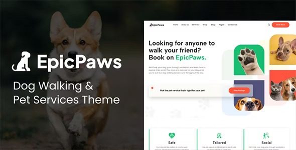 EpicPaws Dog Walking & Pet Services Theme Free Download