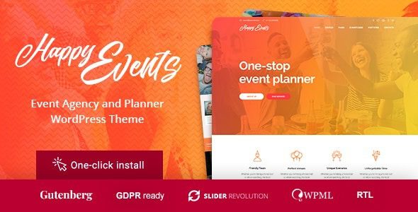 Happy Events Holiday Planner & Event Agency WordPress Theme v.1.2.2