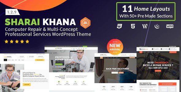 Sharai Khana Nulled Computer Repair & Multi-Concept Professional Services WordPress Theme Free Download