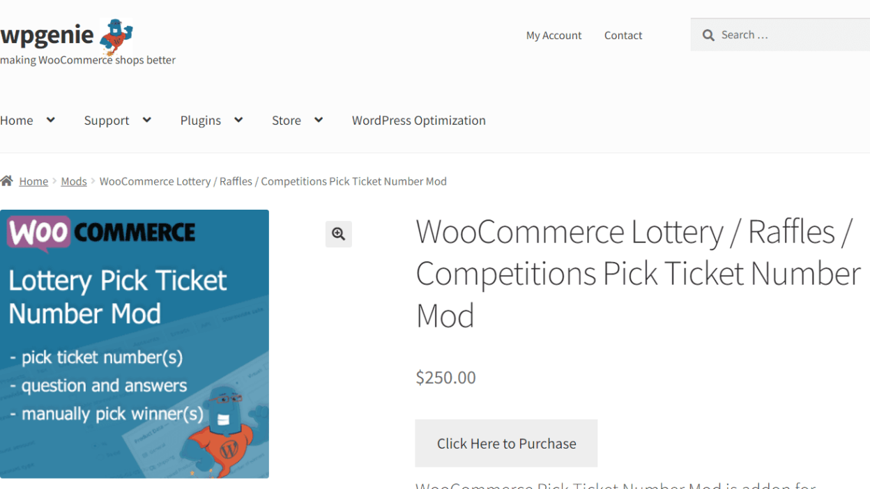 WooCommerce Lottery / Raffles / Competitions Pick Ticket Number Mod v2.4.3 (Activated)
