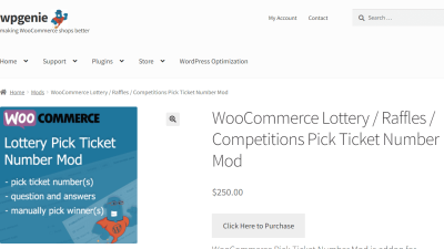 WooCommerce Lottery / Raffles / Competitions Pick Ticket Number Mod v2.4.3 (Activated)