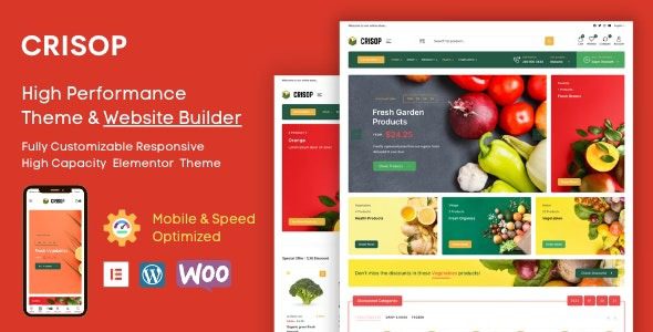 Crisop v1.0.8 Elementor Grocery Store & Food WooCommerce Theme