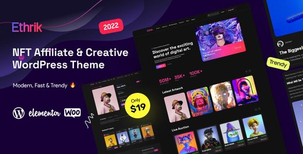 Ethrik v2.1 Creative & NFT Affiliate WordPress Theme