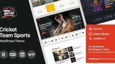 Spin v1.0 Cricket Team Sports WordPress Theme + AI