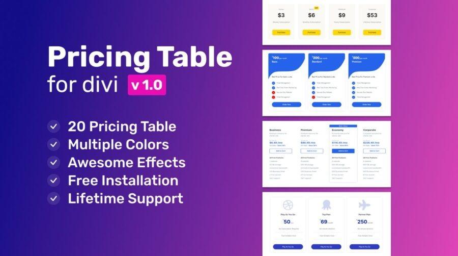 Advanced Pricing Table For Divi v1.0.2