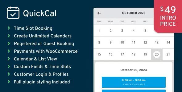 QuickCal v1.0.10 Appointment Booking Calendar for WordPress