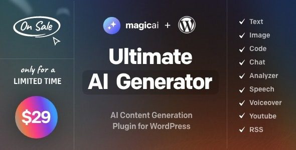 MagicAI for WordPress v1.1 – AI Text, Image, Chat, Code, and Voice Generator