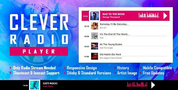 CLEVER v2.4.1 HTML5 Radio Player With History – Shoutcast and Icecast – WordPress Plugin