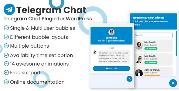 (v1.0.2) Telegram Chat Support Pro WordPress Plugin
