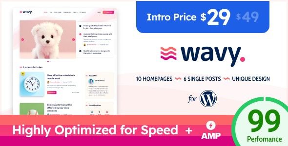 Wavy (v1.5.0) Modern & Lightweight Blog for WordPress
