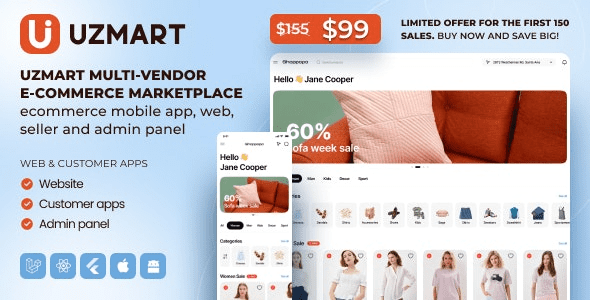 UzMart (v1.0) Multi-Vendor E-commerce Marketplace – eCommerce Mobile App, Web, Seller and Admin Panel