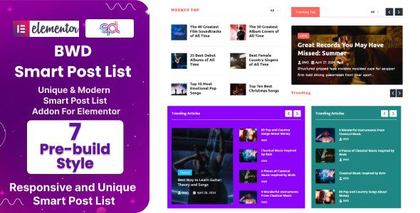BWD Smart Post List Addon For Elementor 插件下载