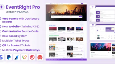EventRight Pro (v2.0.0) Ticket Sales and Event Booking & Management System with Website & Web Panels (SaaS)
