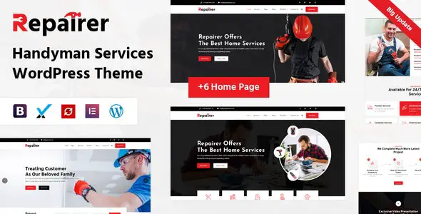 Repairer (v1.5) Handyman Services WordPress Theme
