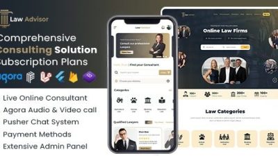 LawAdvisor v1.0.2 Seamless Tele-Advisory Platform & Virtual Legal Services with Flutter Apps, Web & Admin