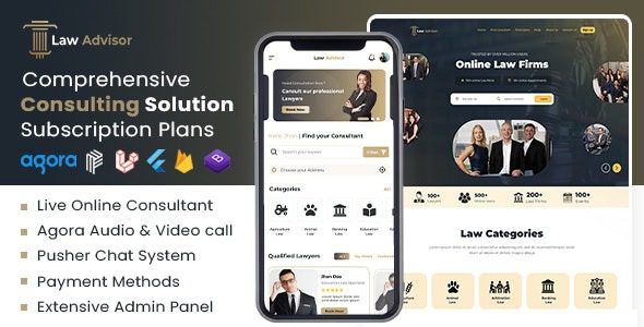 LawAdvisor v1.0.2 Seamless Tele-Advisory Platform & Virtual Legal Services with Flutter Apps, Web & Admin
